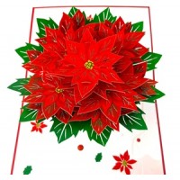 Handmade 3D Pop Up Card Poinsettia Flower Christmas Card Merry Christmas Xmas Gift Decoration Ornament Celebrations Blank 